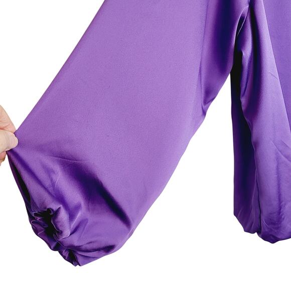Chico's Purple Sumptuous Satin Bubble Top Chico's Size3 or US 16 Minimalist - Picture 7 of 13